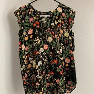 LOFT short sleeve floral blouse